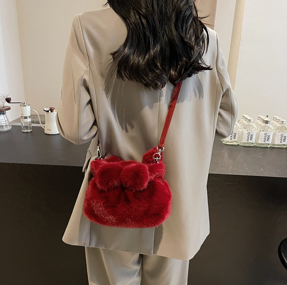 Red Solid Two Handles Shoulder Bag