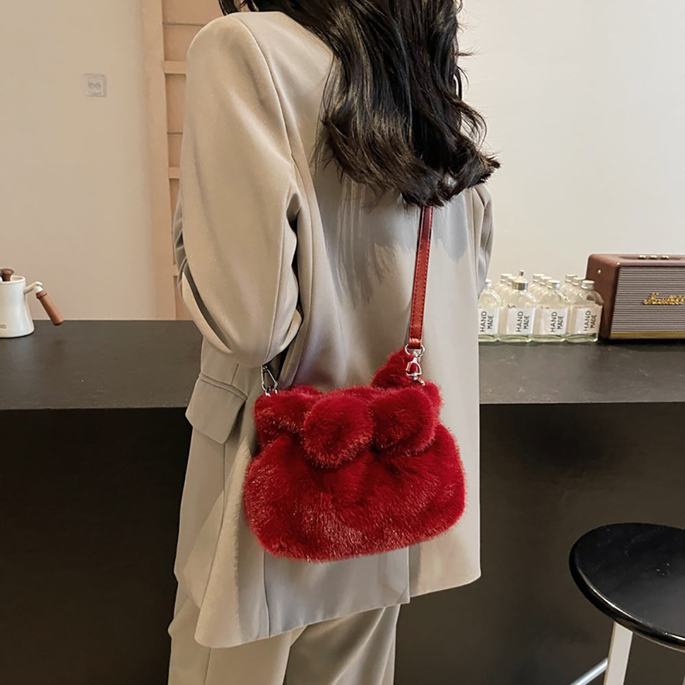 Red Solid Two Handles Shoulder Bag