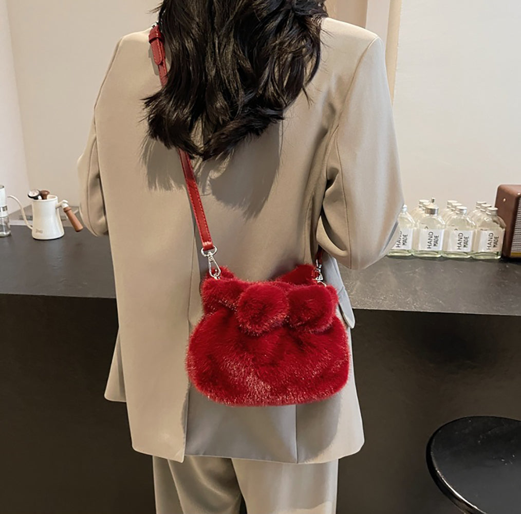 Red Solid Two Handles Shoulder Bag
