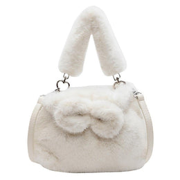 White Solid Two Handles Shoulder Bag