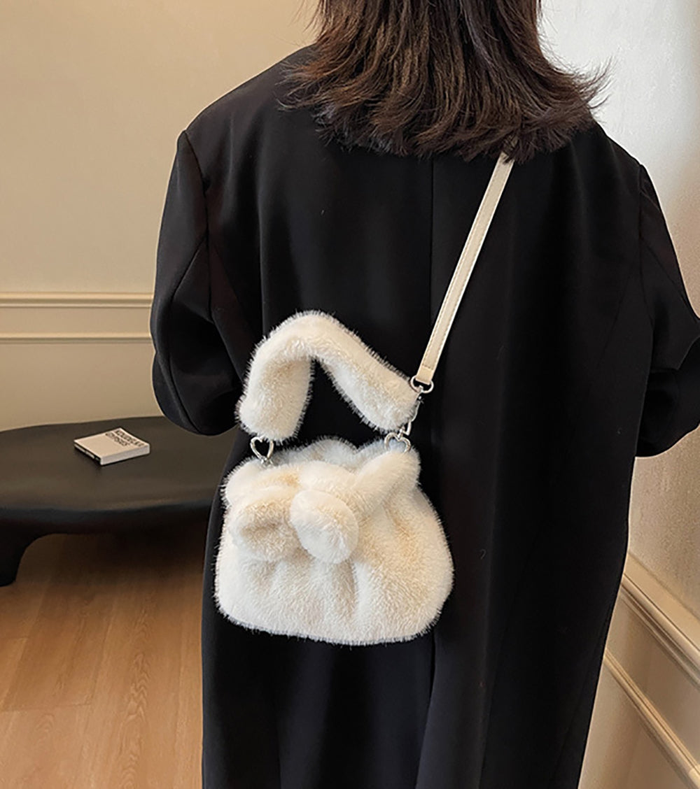 White Solid Two Handles Shoulder Bag