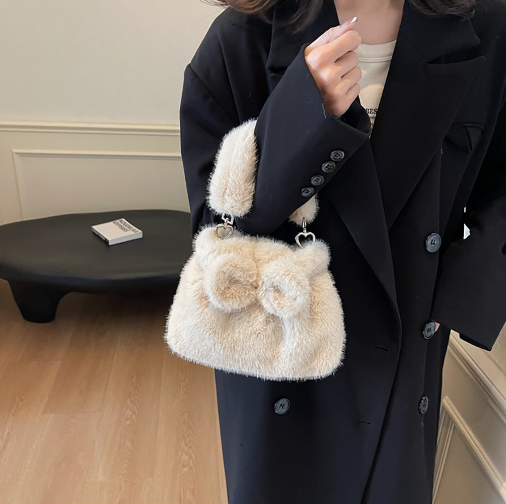White Solid Two Handles Shoulder Bag