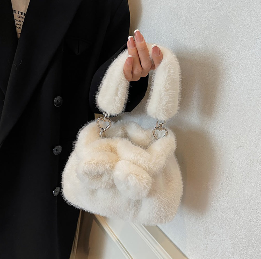 White Solid Two Handles Shoulder Bag