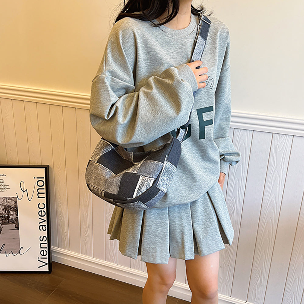 Women One Handle Colourblocked Half Moon Sling Bag