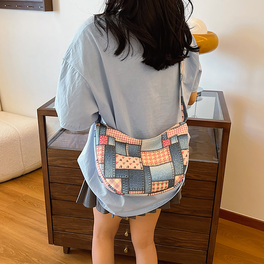 Women Colourblocked Half Moon Shoulder Bag