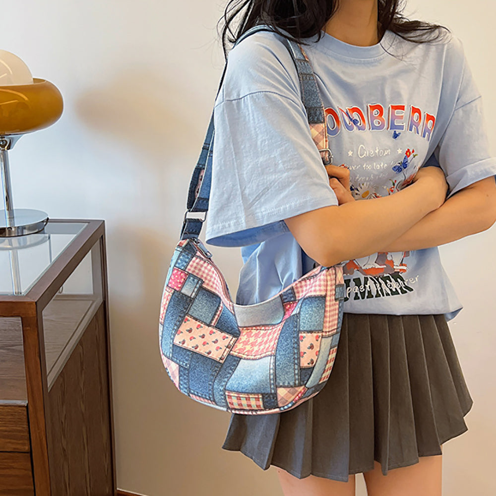 Women Colourblocked Half Moon Shoulder Bag