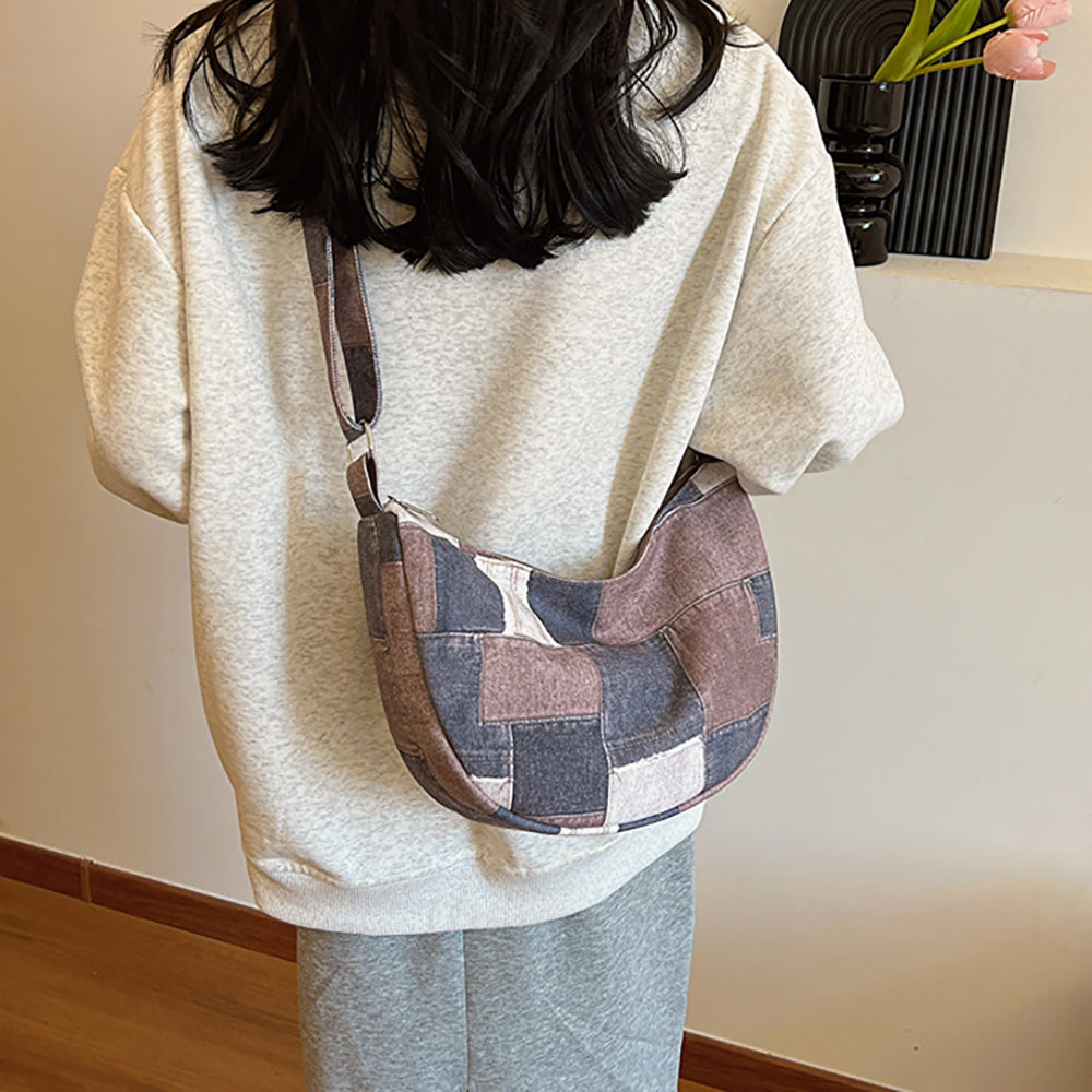Women Colourblocked Half Moon Hobo Bag