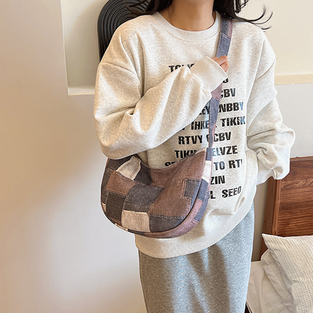 Women Colourblocked Half Moon Hobo Bag
