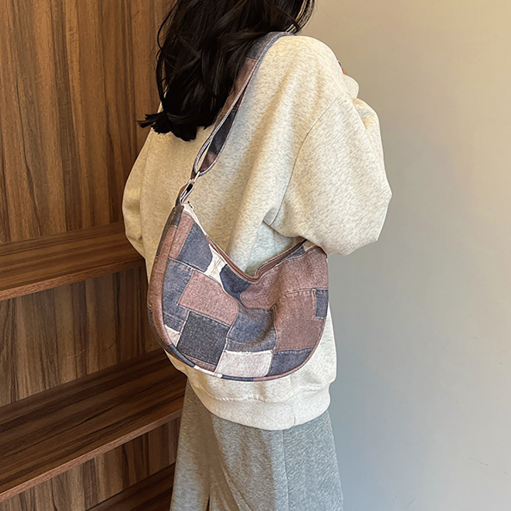 Women Colourblocked Half Moon Hobo Bag