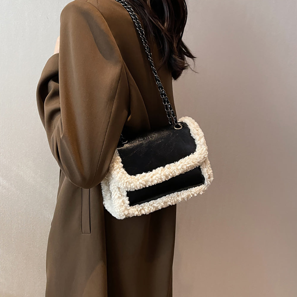 Black Solid One Handle Shoulder Bag