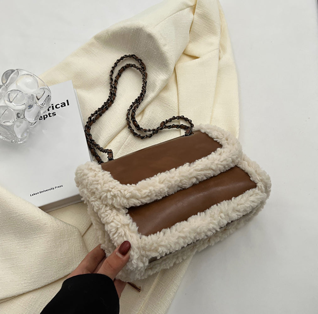 Khaki Solid One Handle Shoulder Bag