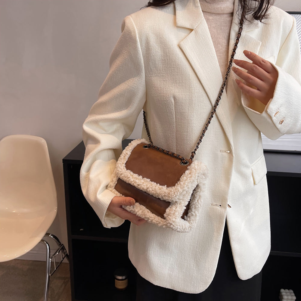 Khaki Solid One Handle Shoulder Bag