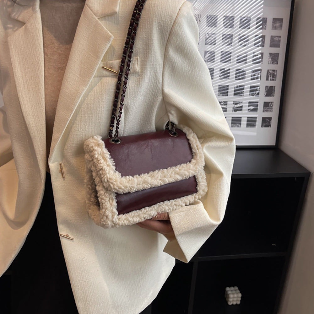 Coffee Solid One Handle Shoulder Bag