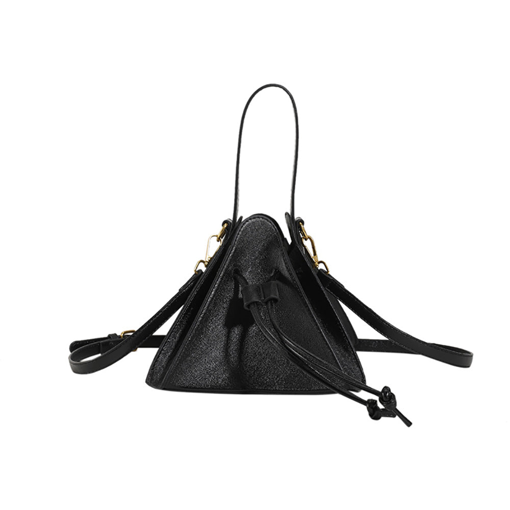 Black Solid Two Handles Shoulder Bag