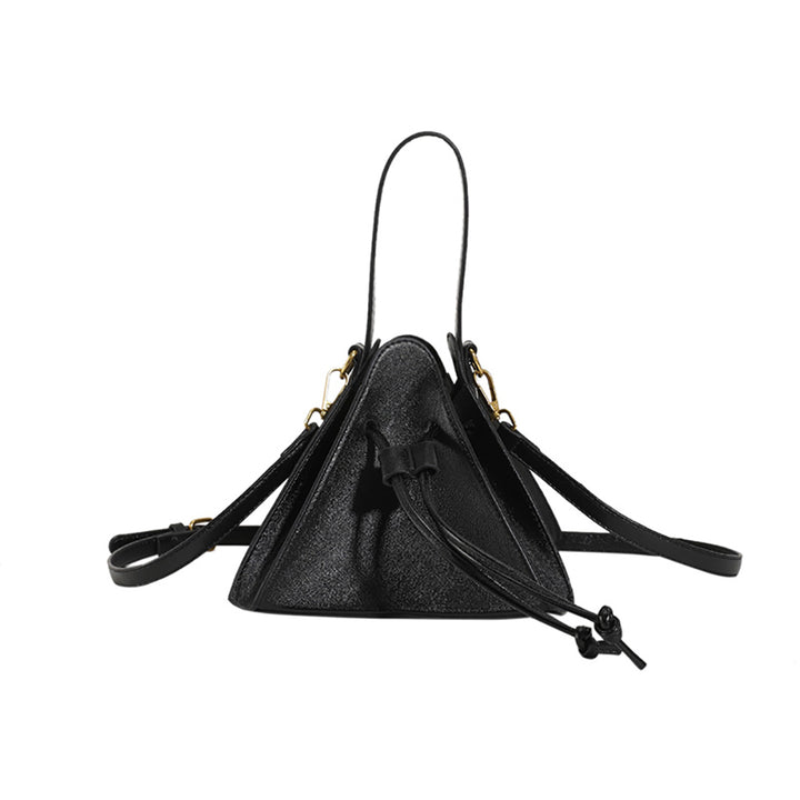 Black Solid Two Handles Shoulder Bag