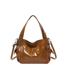 Brown Solid Two Handles Shoulder Bag