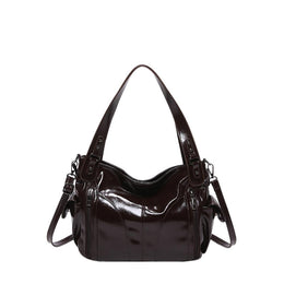 Coffee Solid Two Handles Shoulder Bag