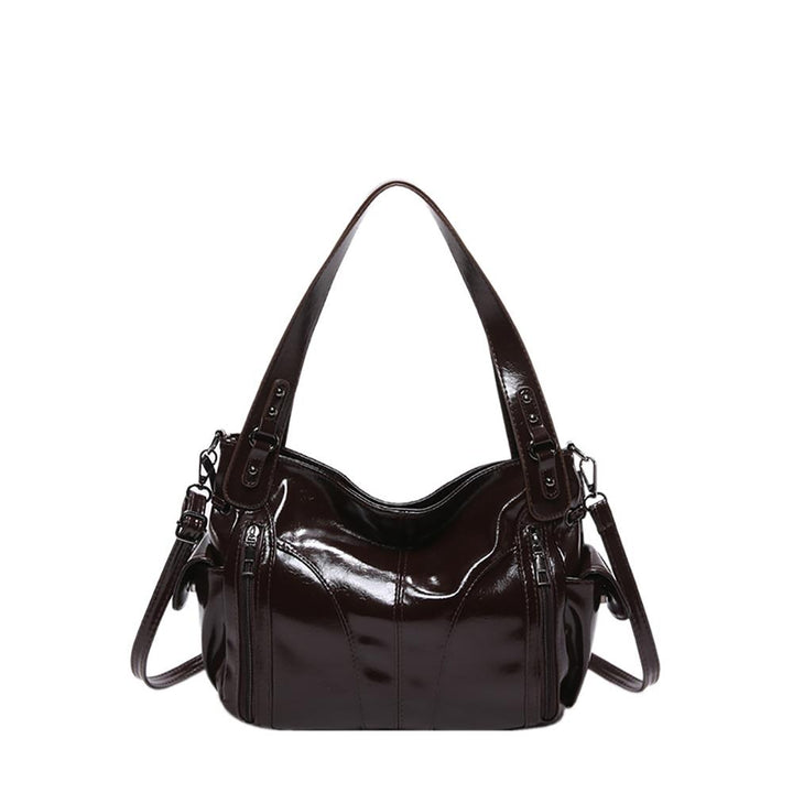 Coffee Solid Two Handles Shoulder Bag