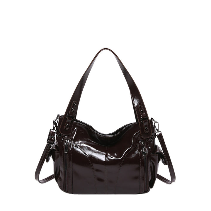 Coffee Solid Two Handles Shoulder Bag