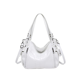 White Solid Two Handles Shoulder Bag