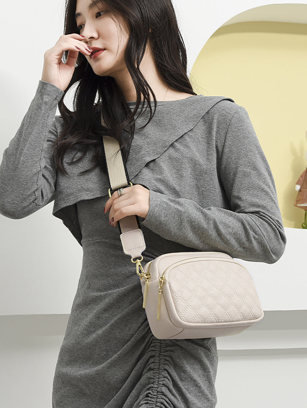 Women Textured Bowling Sling Bag