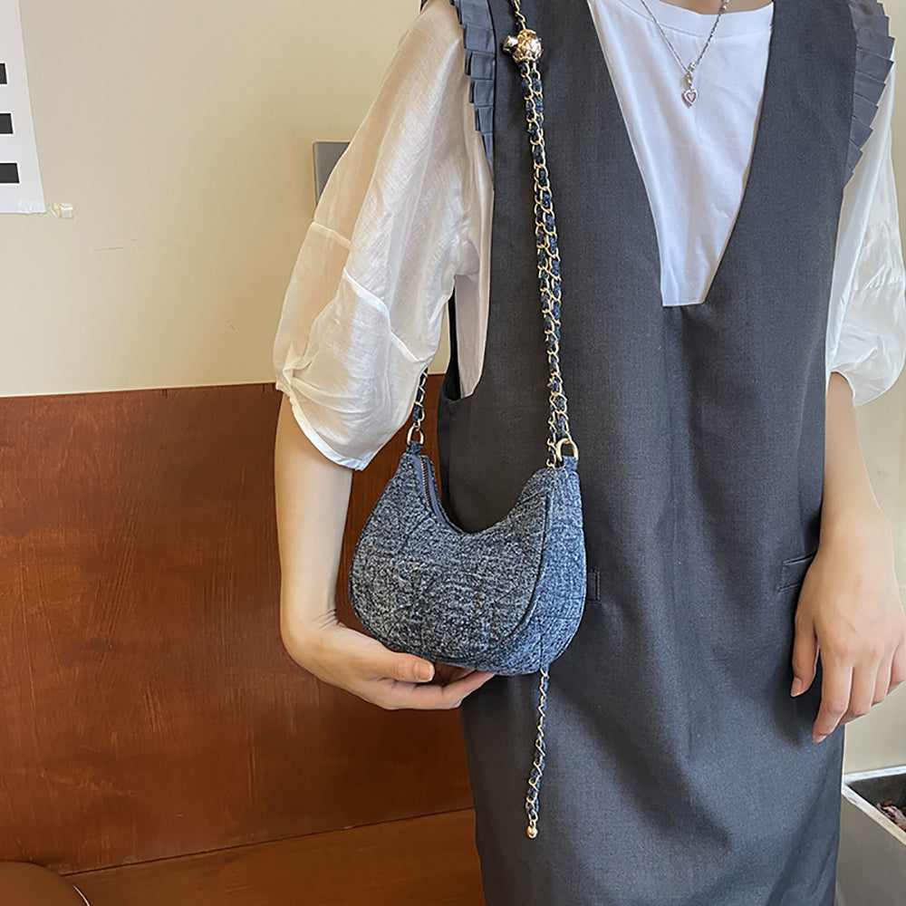 Women Textured Half Moon Sling Bag