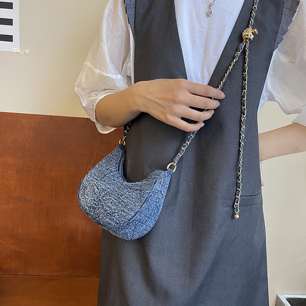 Women Textured Half Moon Sling Bag