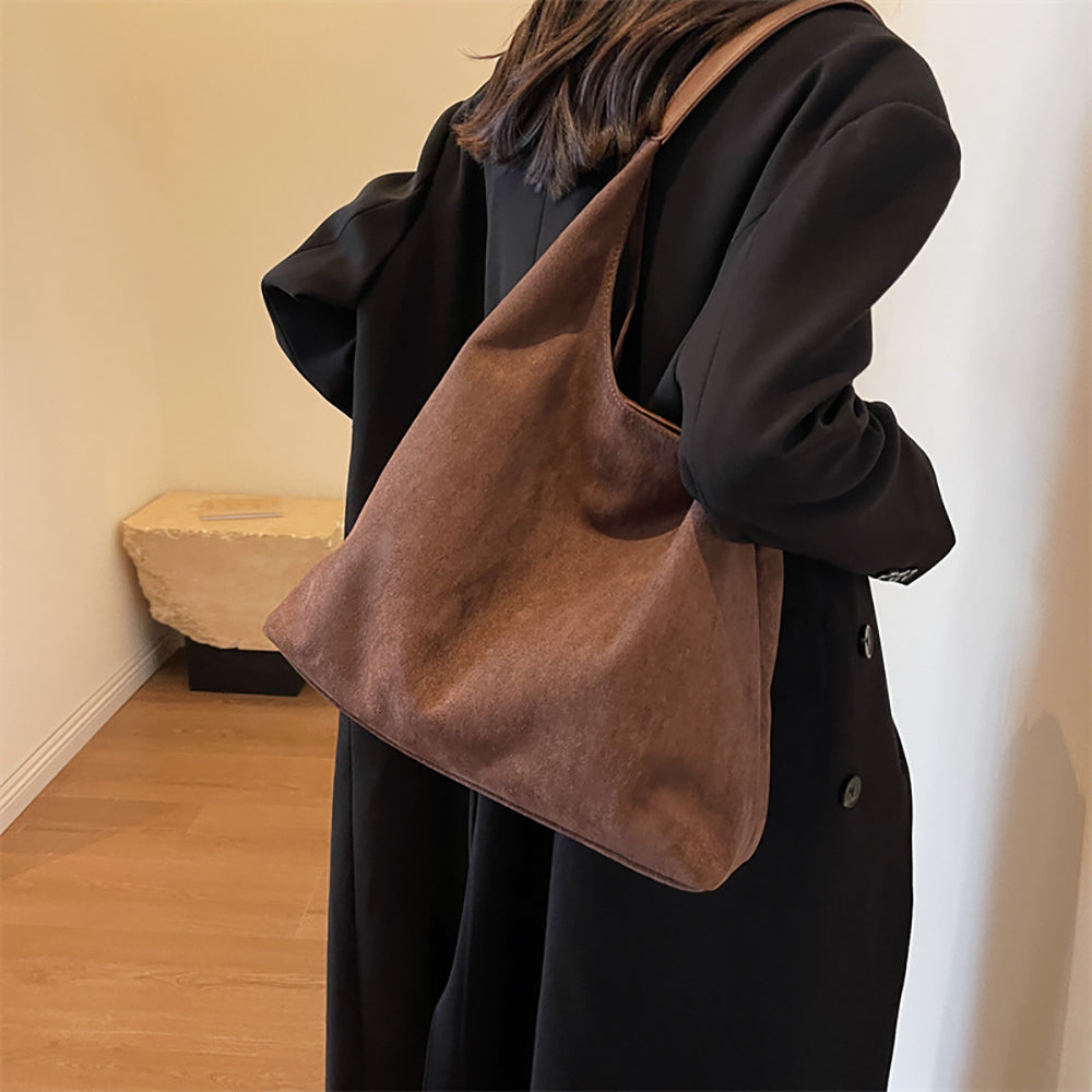Coffee Solid One Handle Shoulder Bag
