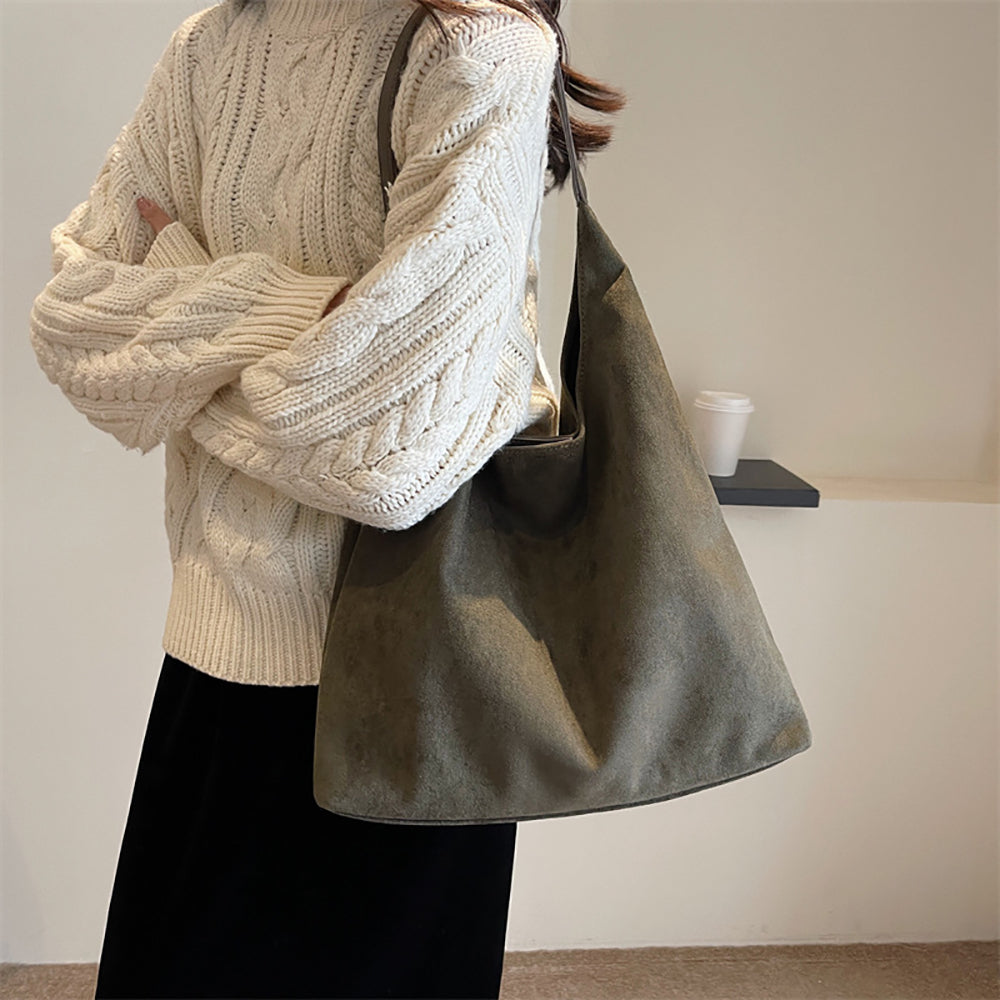 Green Solid One Handle Shoulder Bag