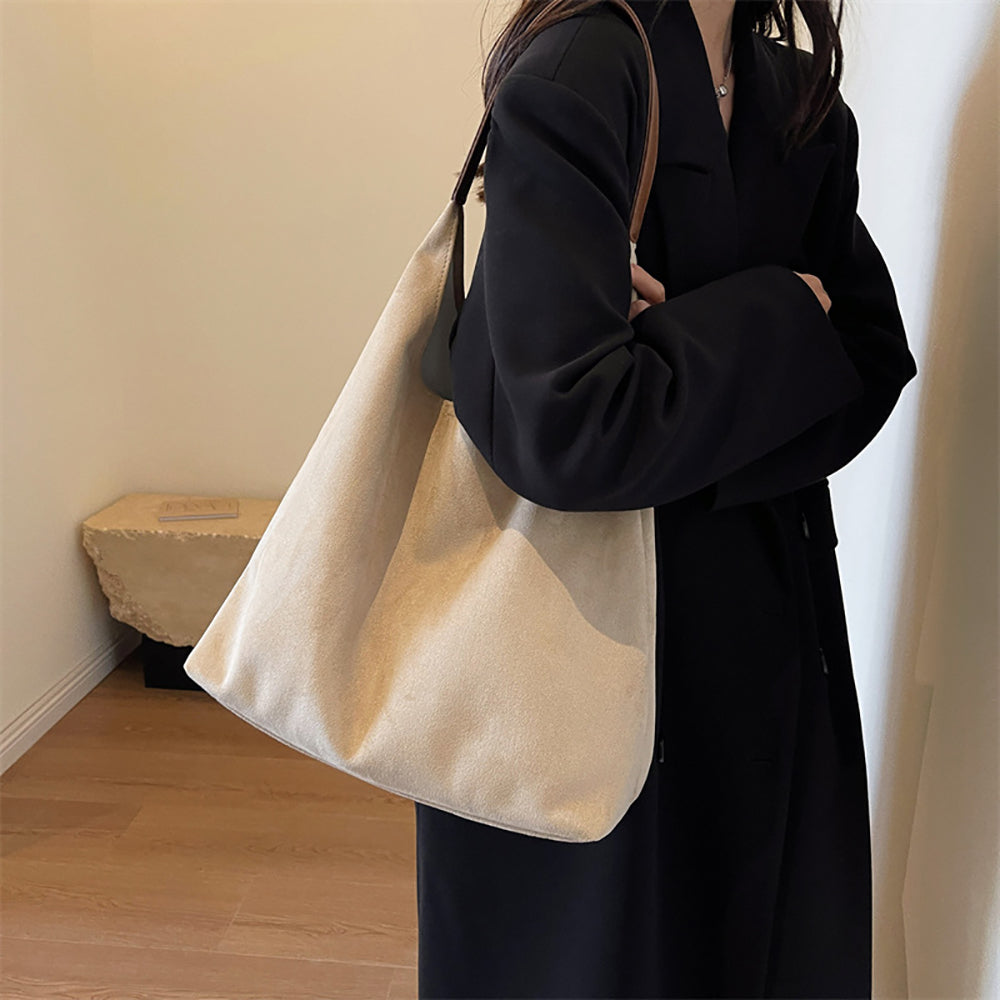 Off White Solid One Handle Shoulder Bag