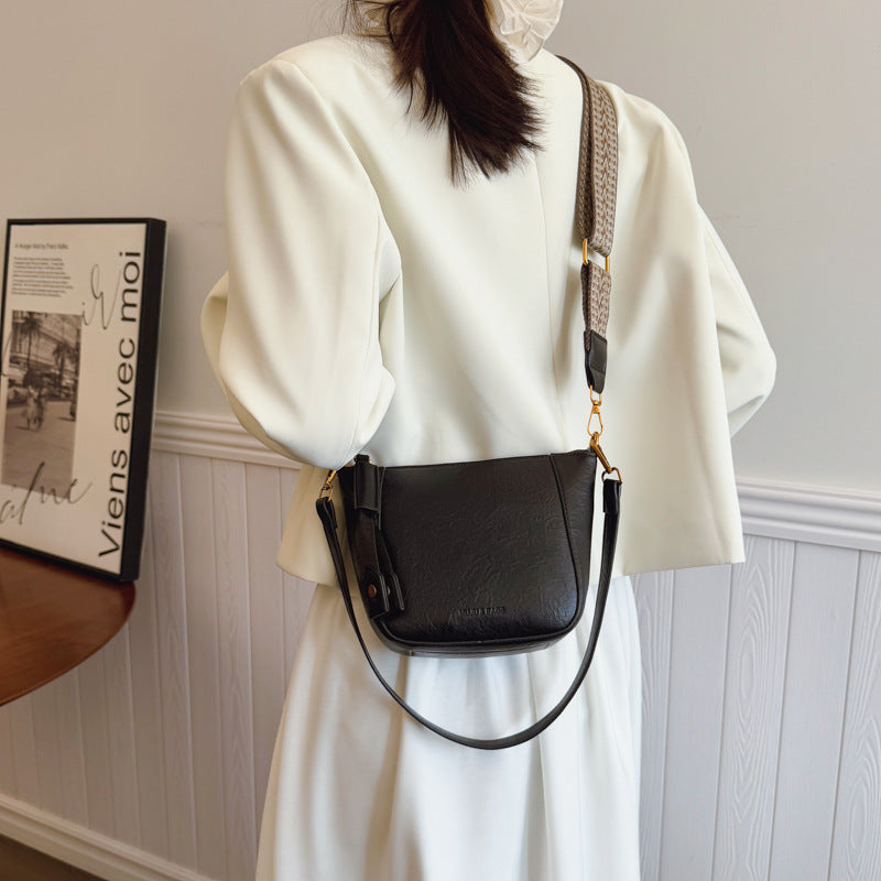 Black Solid One Handle Sling Bag