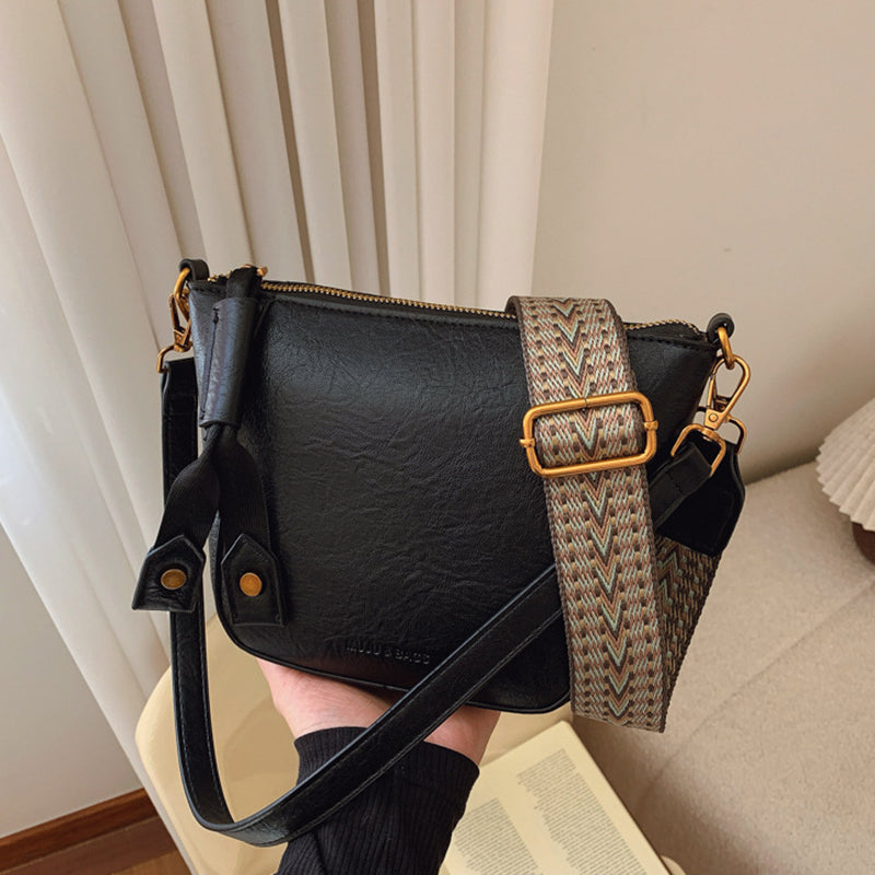 Black Solid One Handle Sling Bag