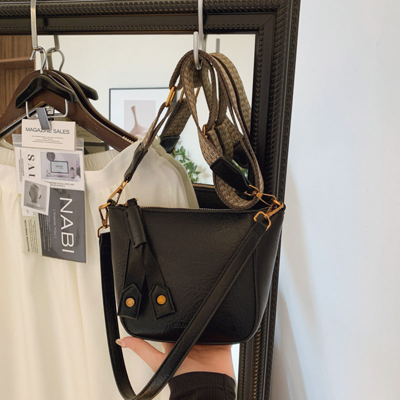 Black Solid One Handle Sling Bag