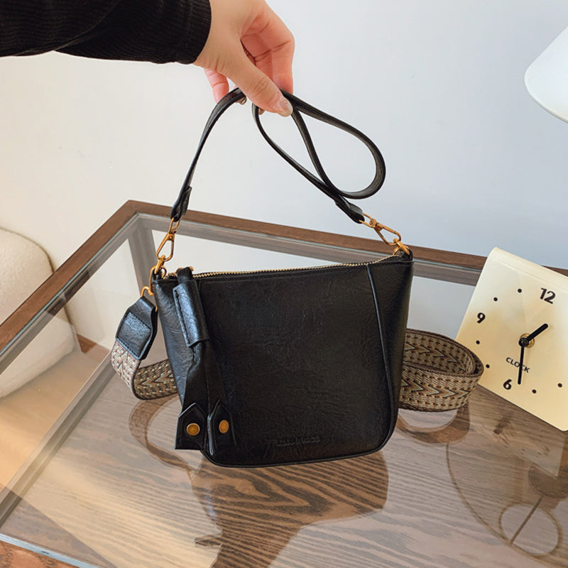 Black Solid One Handle Sling Bag