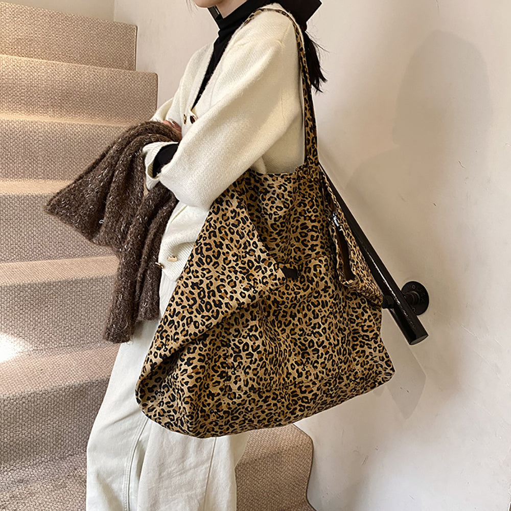 Brown Printed Two Handles Shoulder Bag