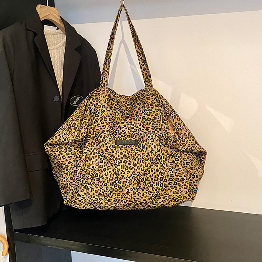 Brown Printed Two Handles Shoulder Bag