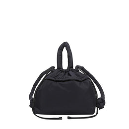 Black Solid Two Handles Hobo Bag
