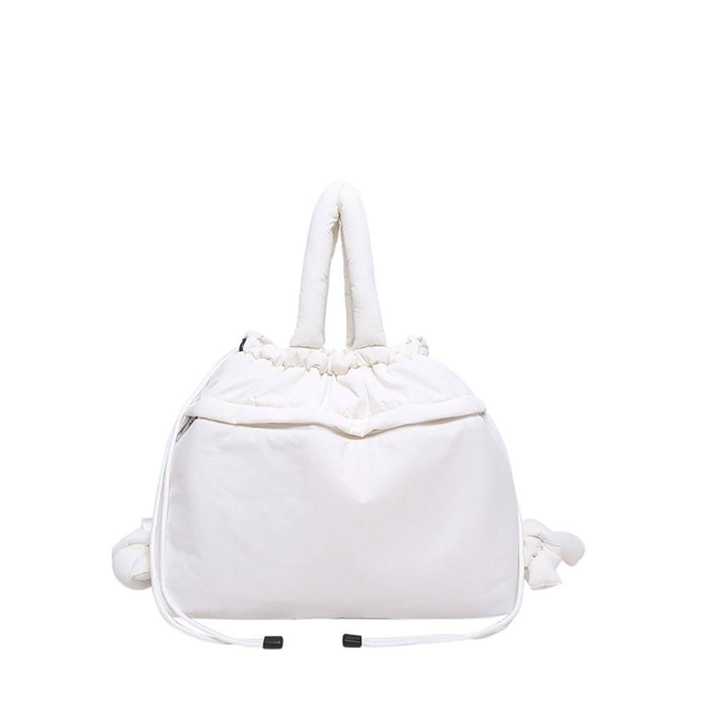 White Solid Two Handles Hobo Bag