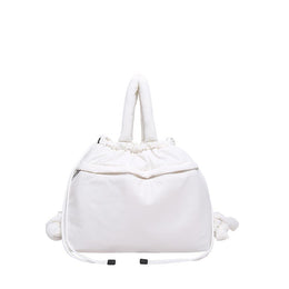 White Solid Two Handles Hobo Bag