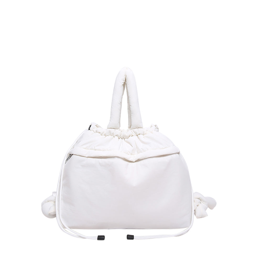 White Solid Two Handles Hobo Bag