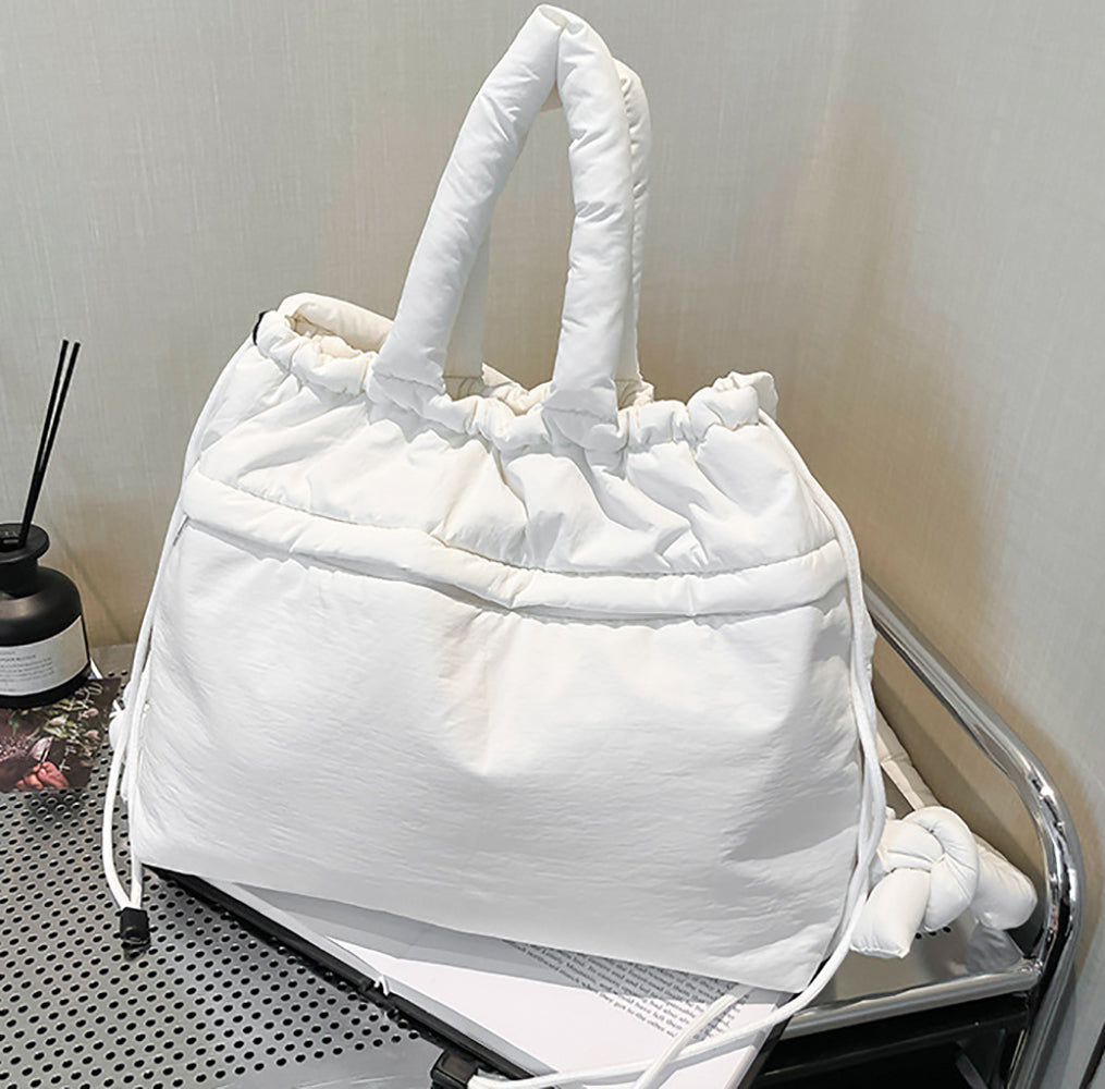 White Solid Two Handles Hobo Bag