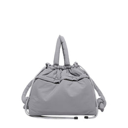 Grey Solid Two Handles Hobo Bag