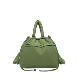 Green Solid Two Handles Hobo Bag