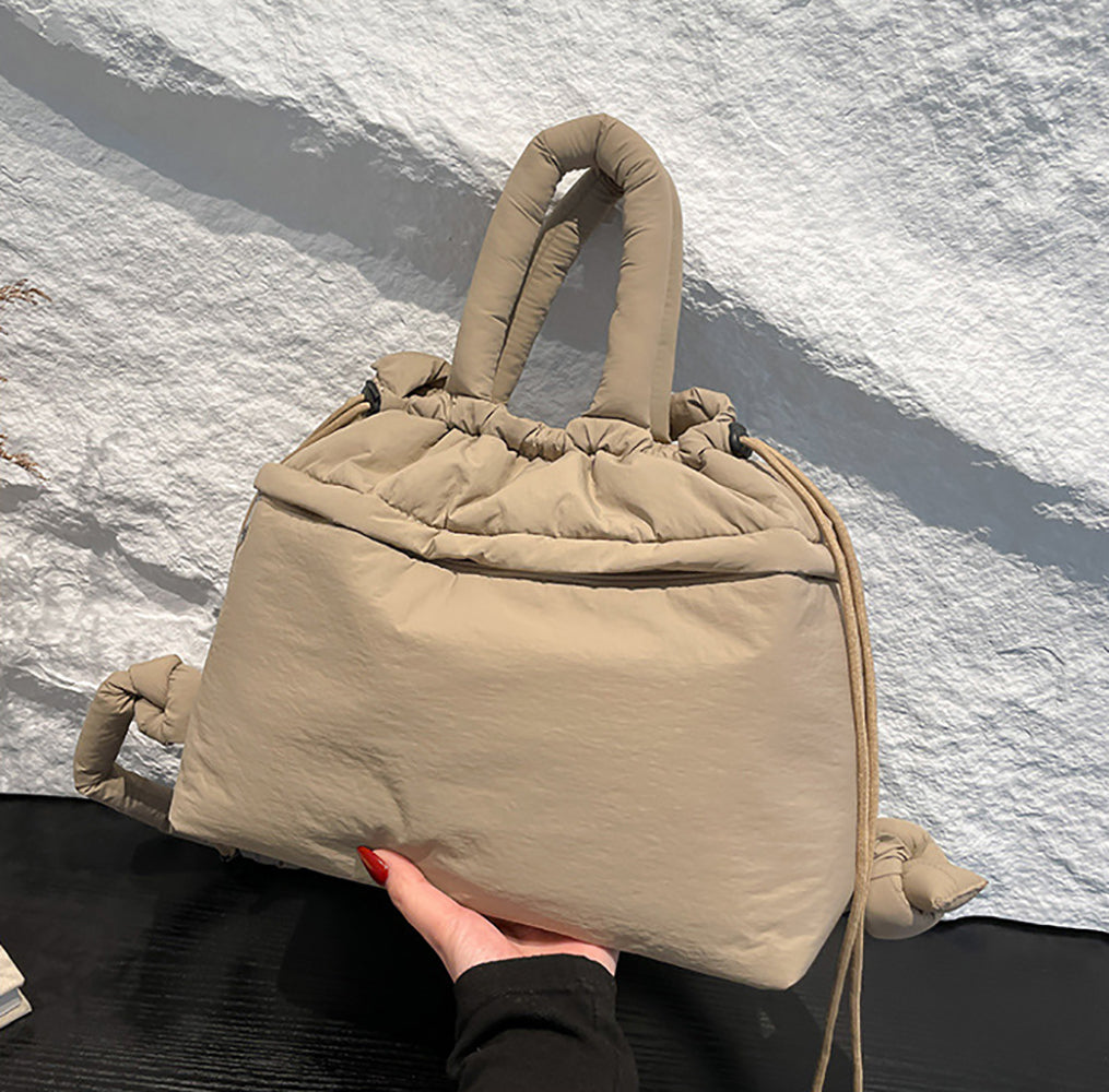 Khaki Solid Two Handles Hobo Bag