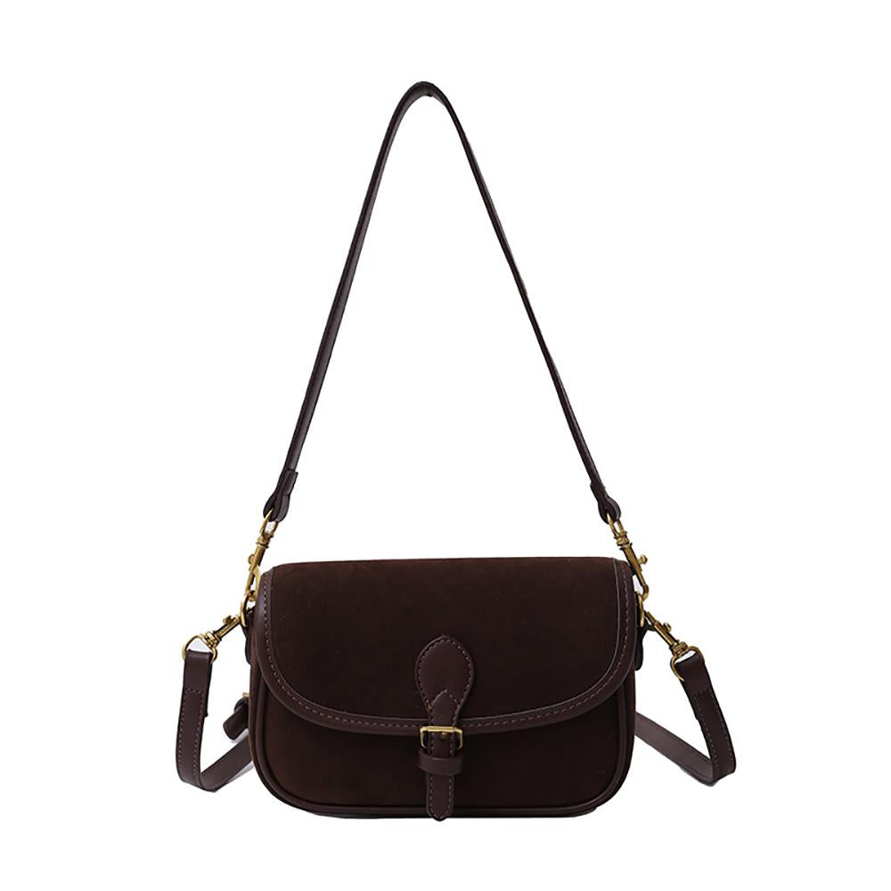 Coffee Solid Two Handles Shoulder Bag