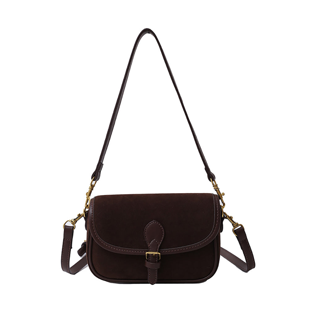 Coffee Solid Two Handles Shoulder Bag