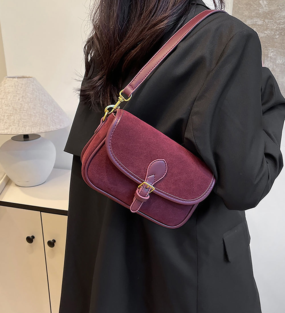 Maroon Solid Two Handles Shoulder Bag