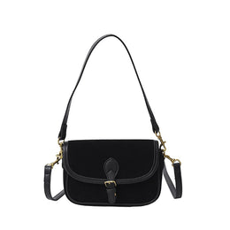 Black Solid Two Handles Shoulder Bag