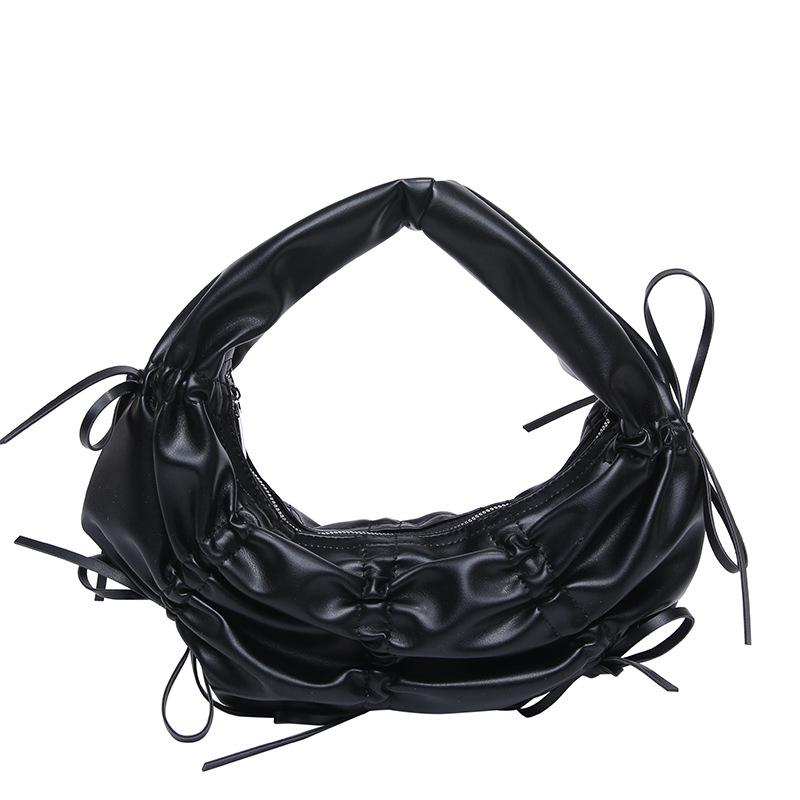 Black Solid One Handle Handheld Bag