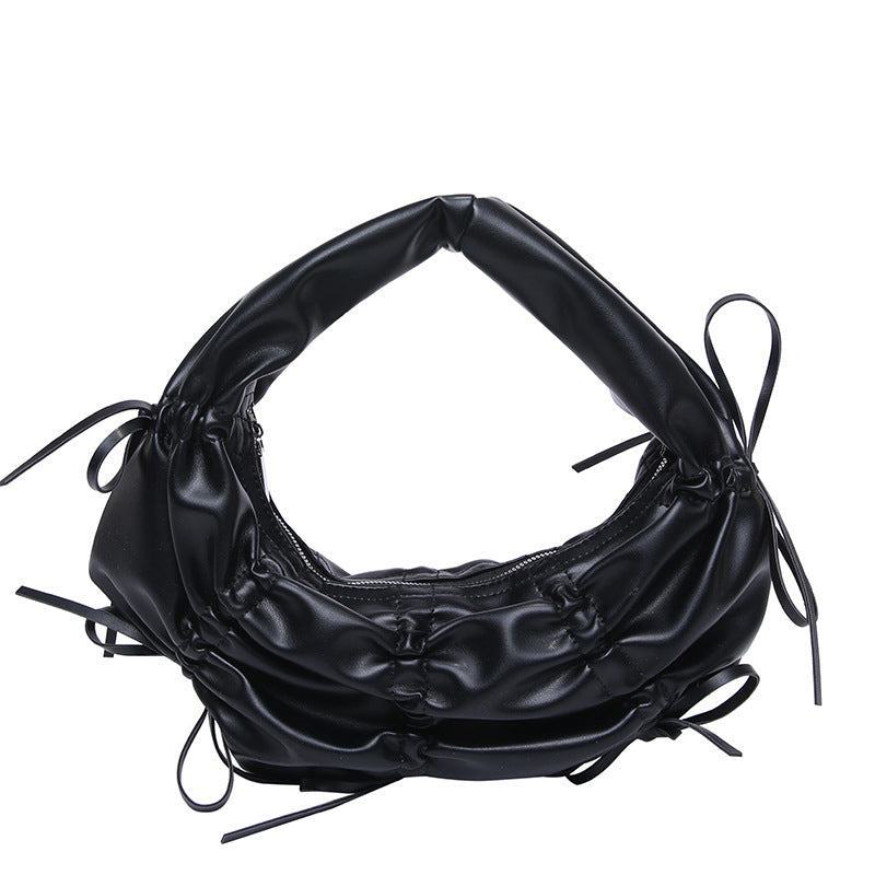 Black Solid One Handle Handheld Bag